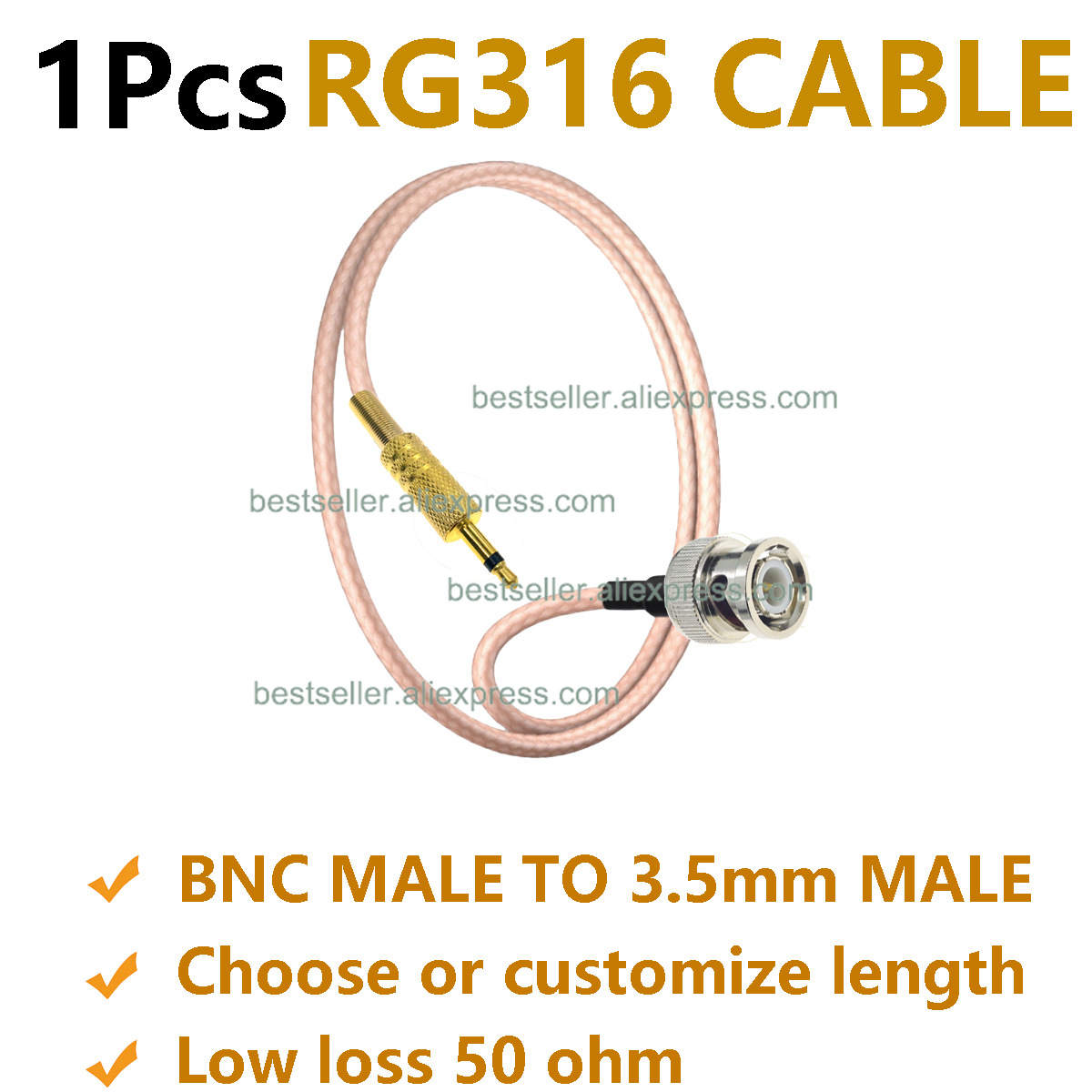 Jumper Wire Kit - 1개 RG316 BNC 수컷에서 3.5mm 수컷