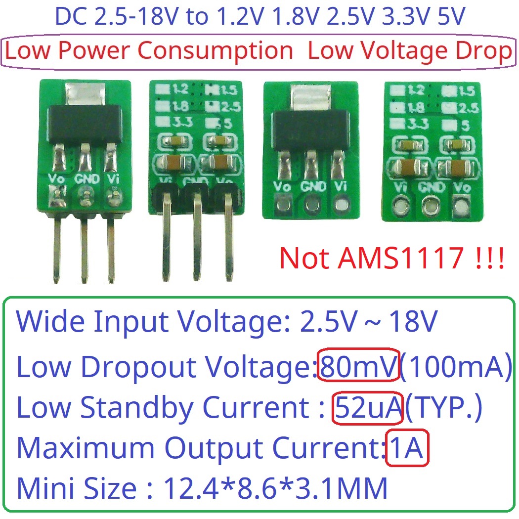 전자 프로젝트를 위한 초저 대기 전류 및 정밀 전압 조 - Ams1117 Module 리뷰 및 가격